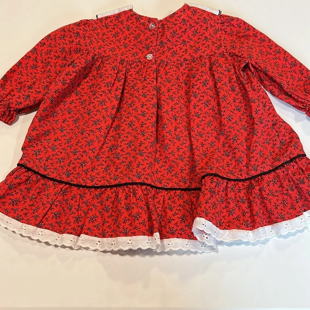 Lil Airess -‎ 2T, red and navy calico print vintage dress